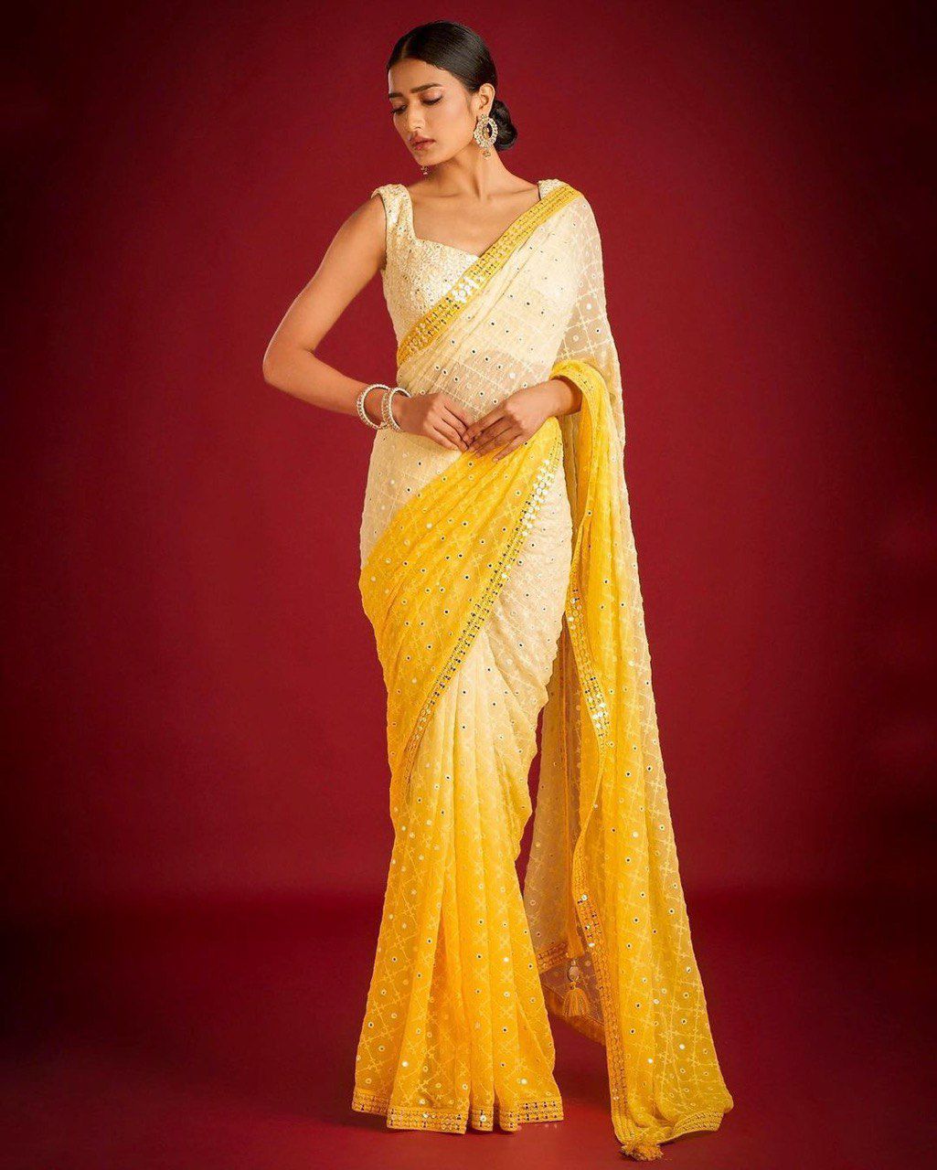 Elegant Georgette Saree with Heavy Sequin & Thread Work