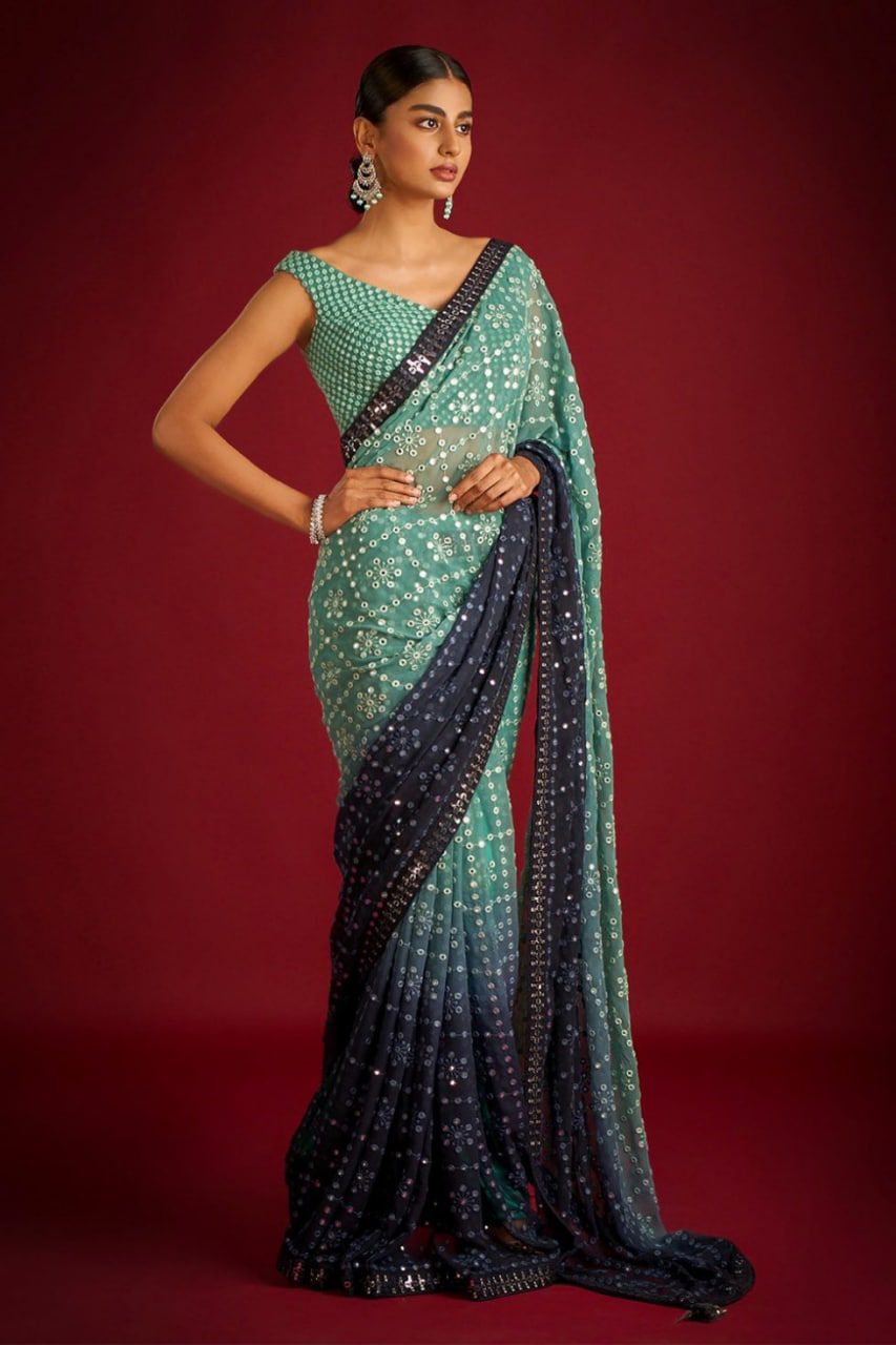 Elegant Georgette Saree with Heavy Sequin & Thread Work