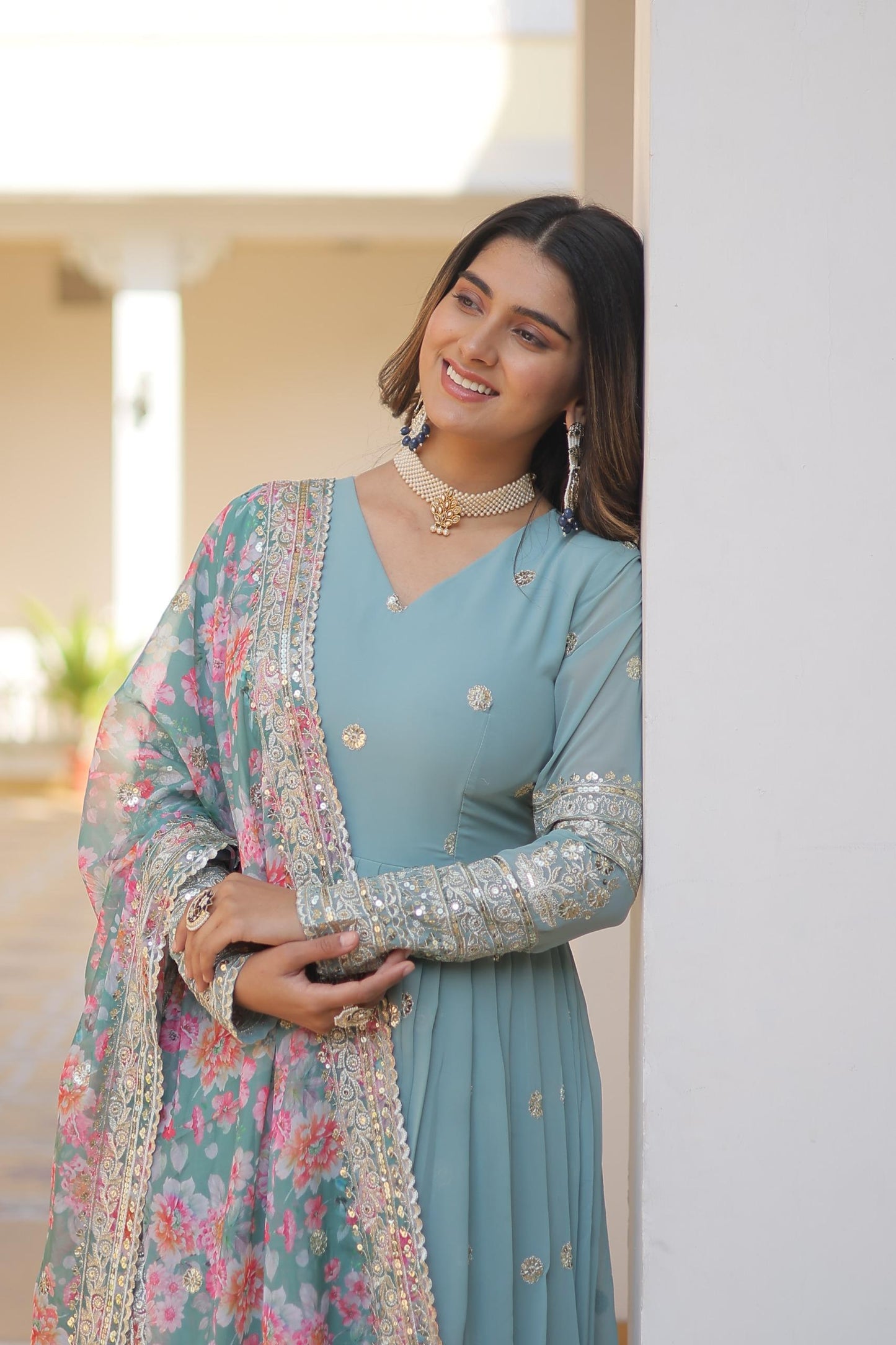 Embroidered Anarkali Gown for Wedding Party