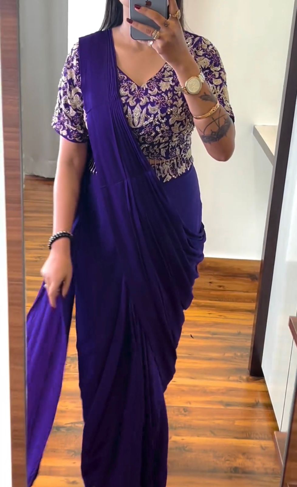 Embroidered Blouse Saree Set for Festive Occasions