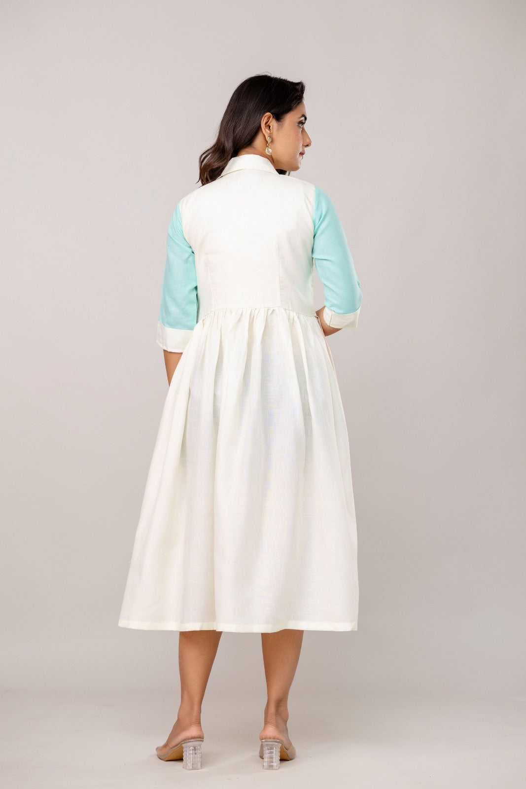 Embroidered Cotton Flared Kurti with Elegant Detailing