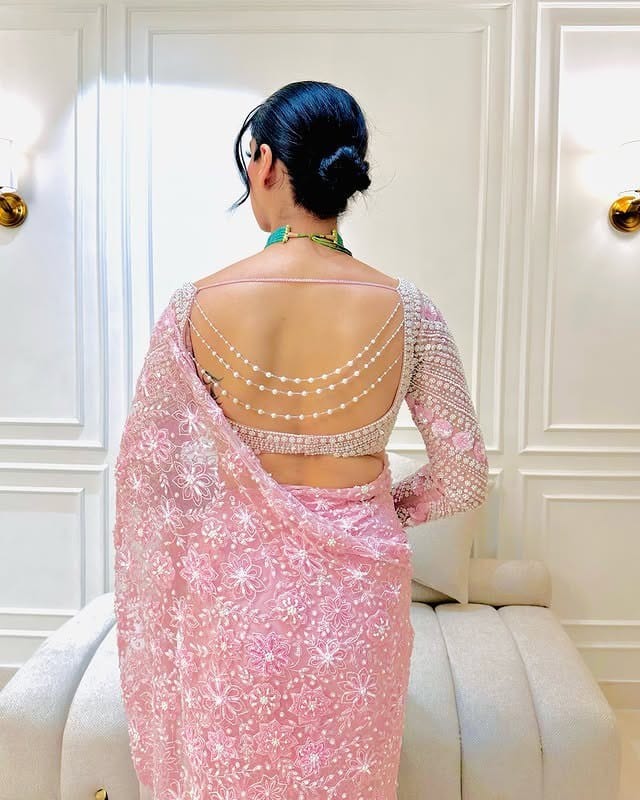 Embroidered Net Saree with Sequin Work for Weddings & Gifts