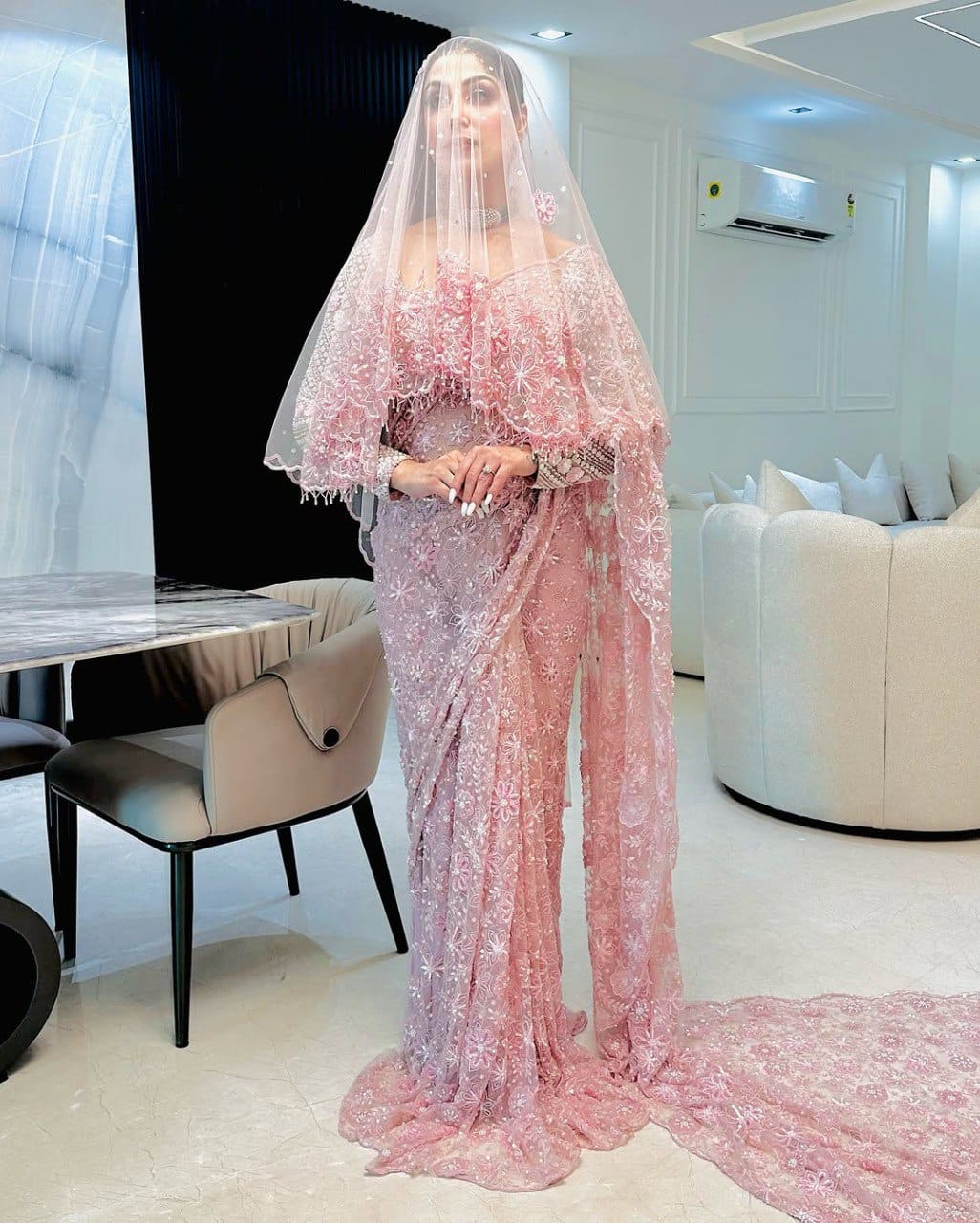 Embroidered Net Saree with Sequin Work for Weddings & Gifts