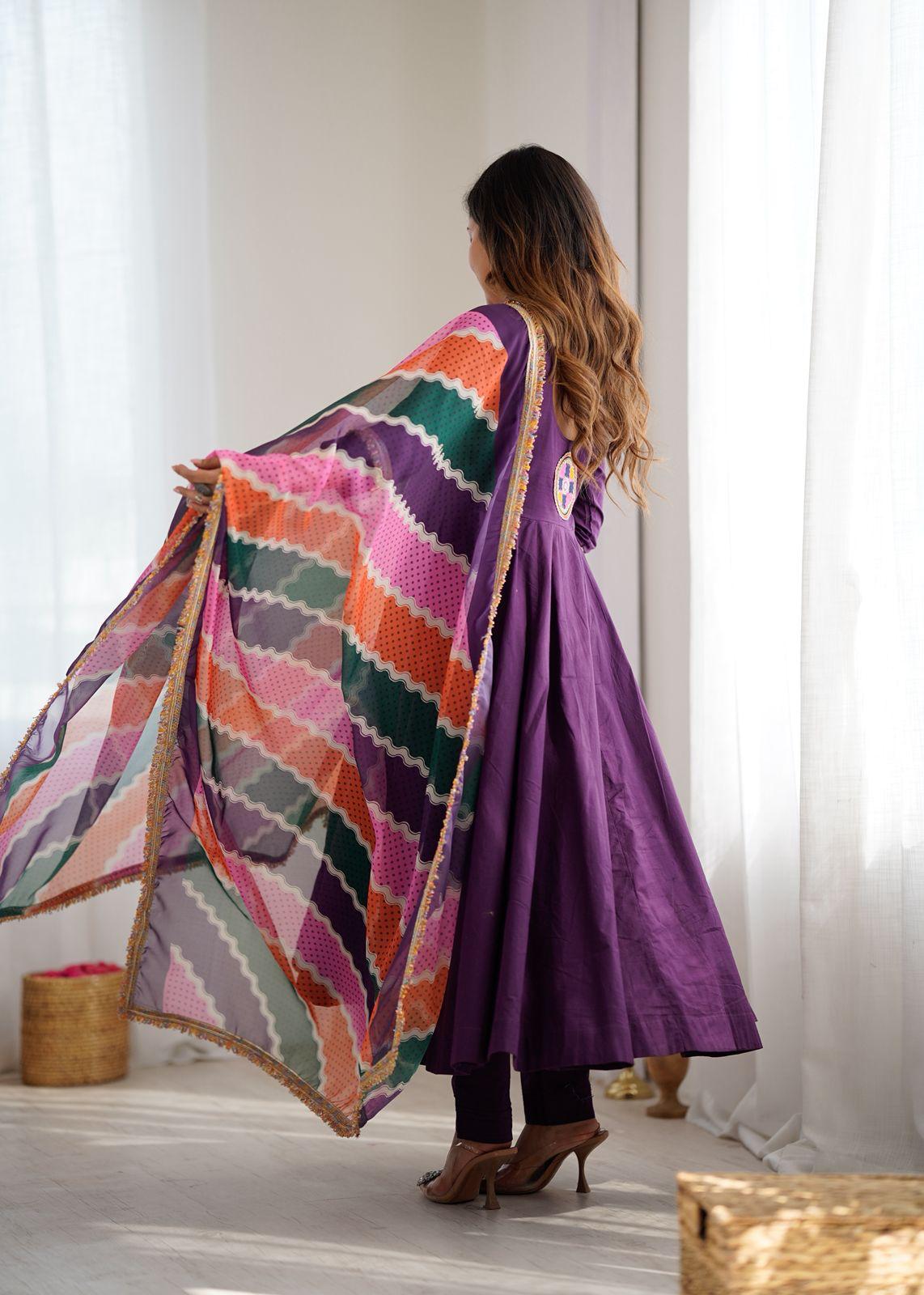 Embroidered Purple Anarkali Gown Festive Collection