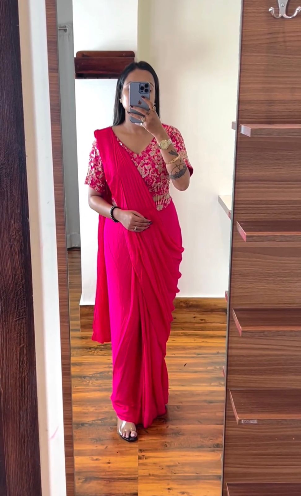 Embroidered Blouse Saree Set for Festive Occasions