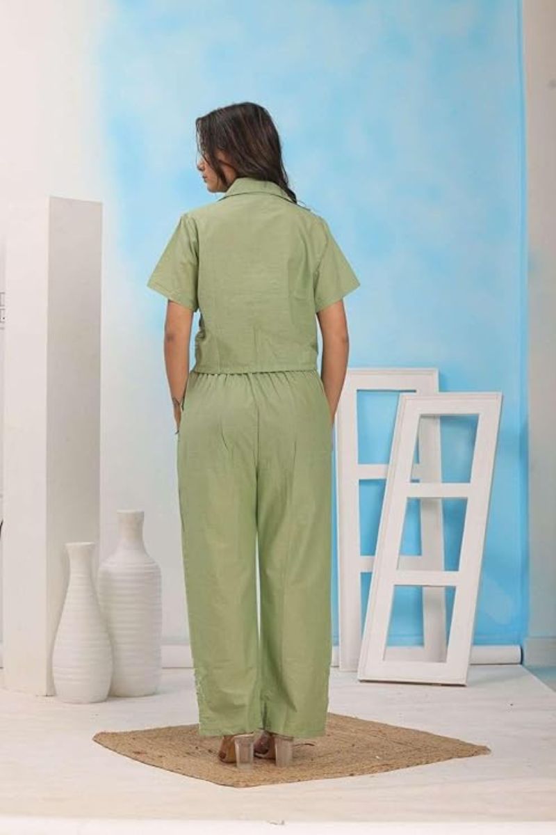 Embroidered short shirt and palazzo set for Women