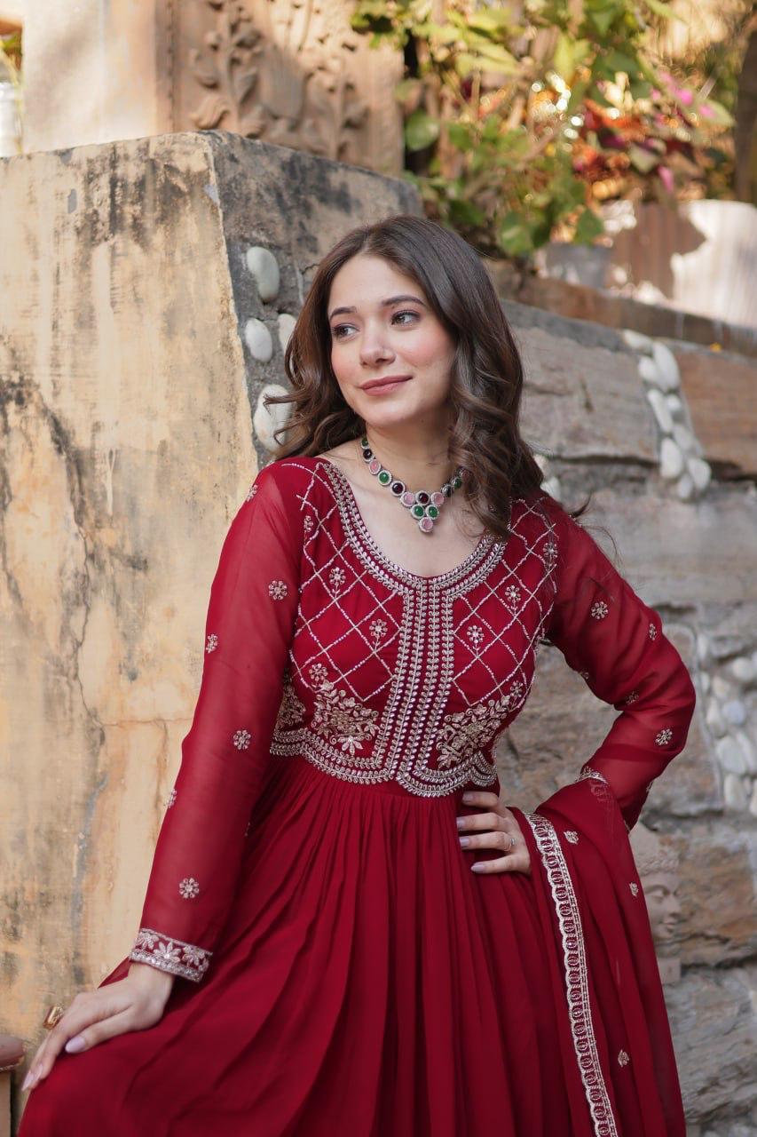 Ethnic Anarkali Dress with Dupatta for Wedding Wear