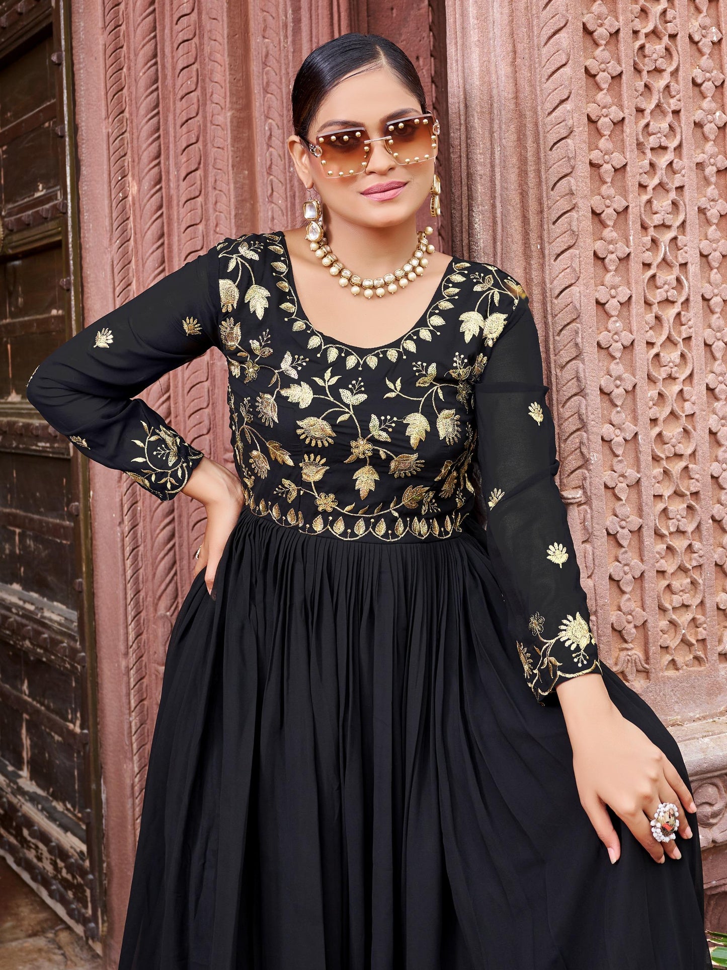 Faux Bloomimg Designer Gown for Party Events
