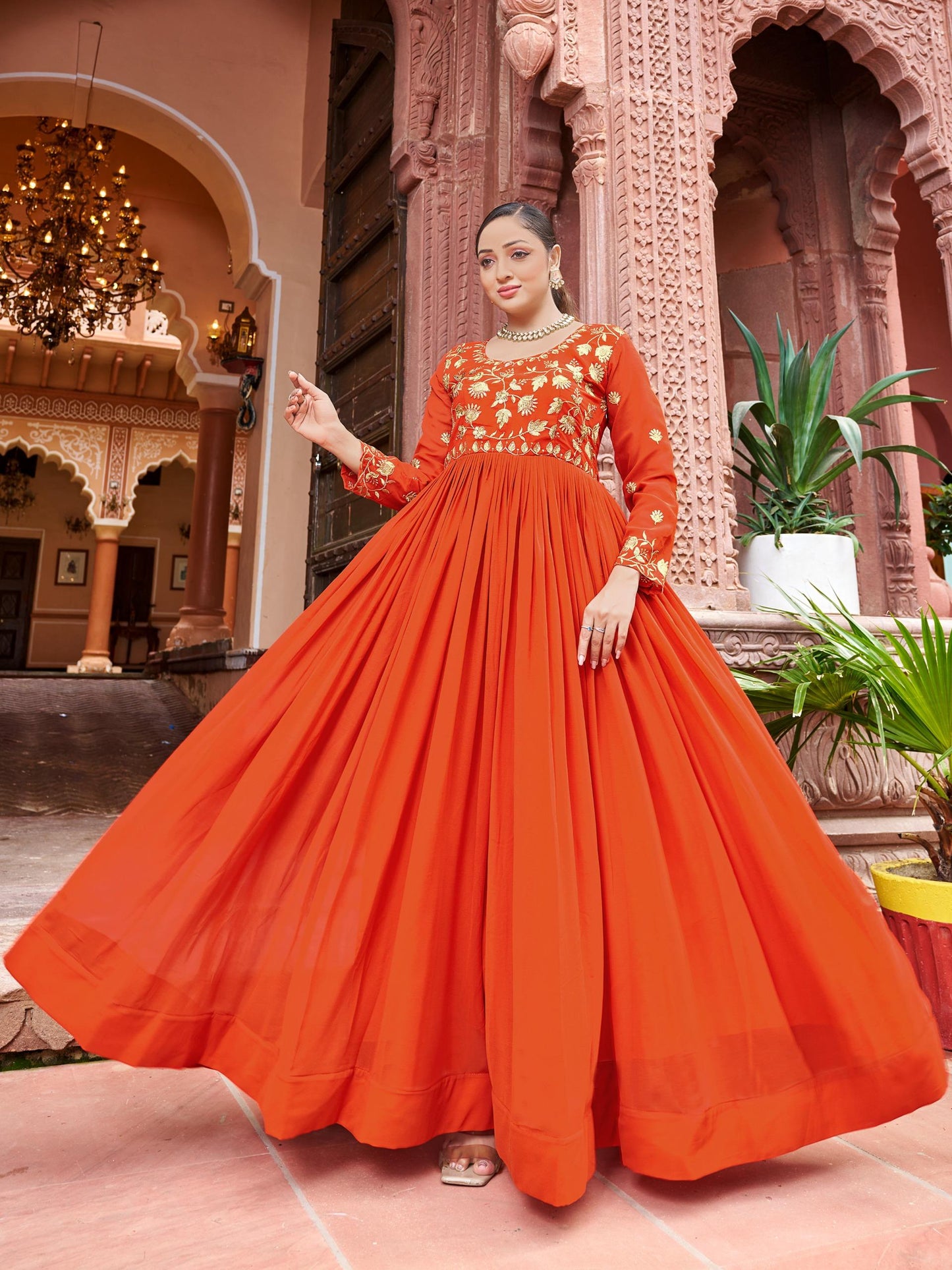 Faux Bloomimg Designer Gown for Party Events