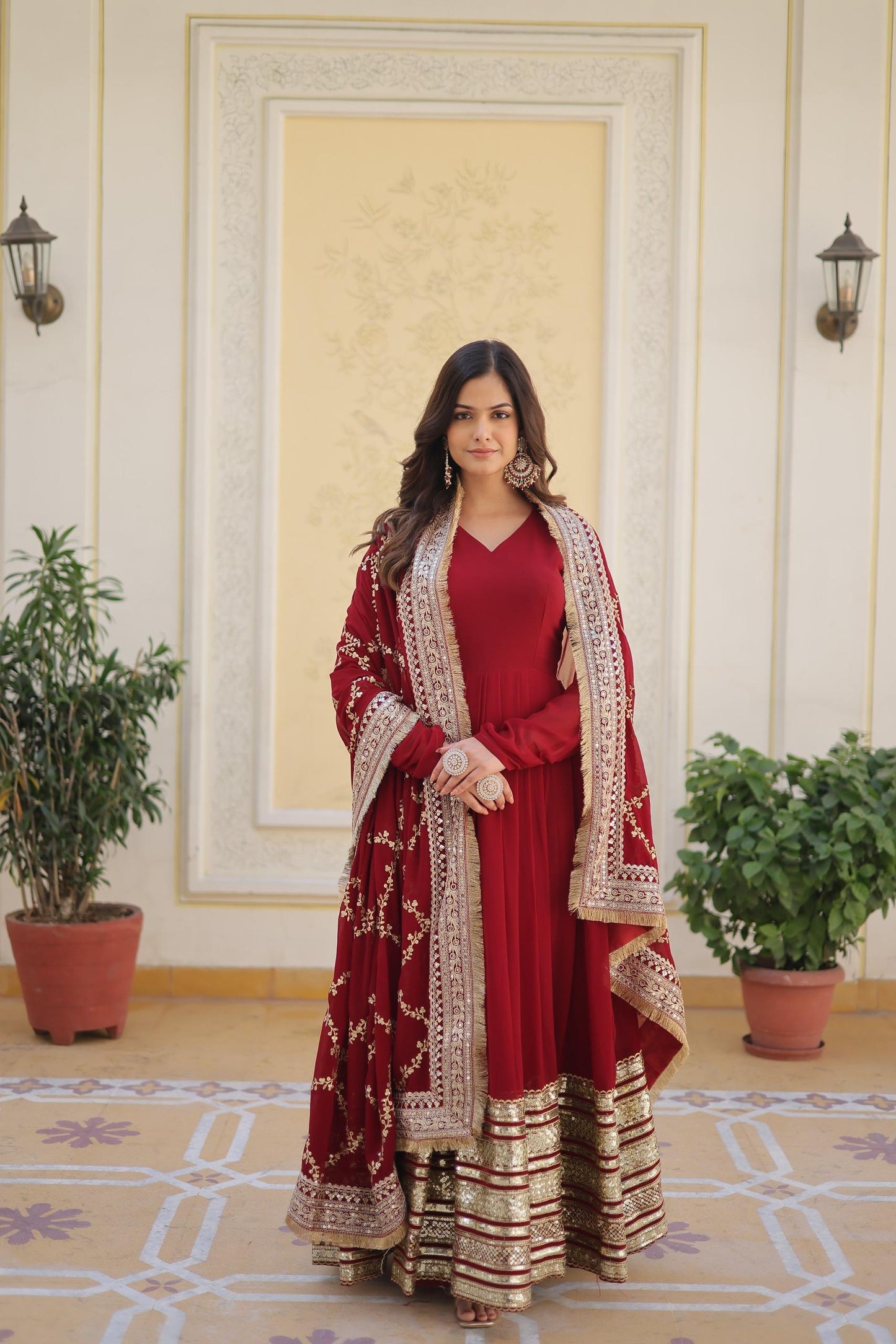Faux Bloomimg Designer Gown for Women
