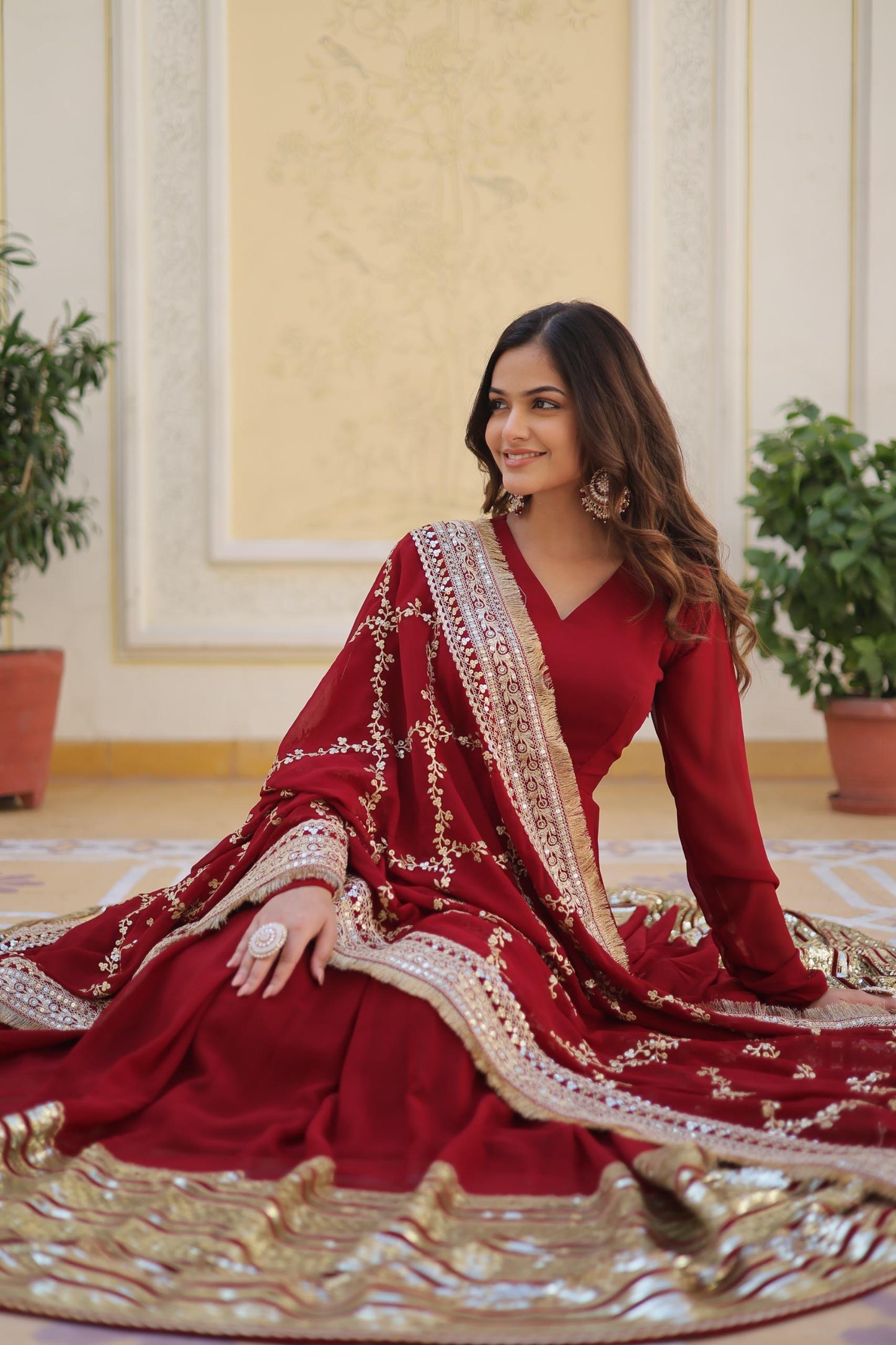 Faux Bloomimg Designer Gown for Women