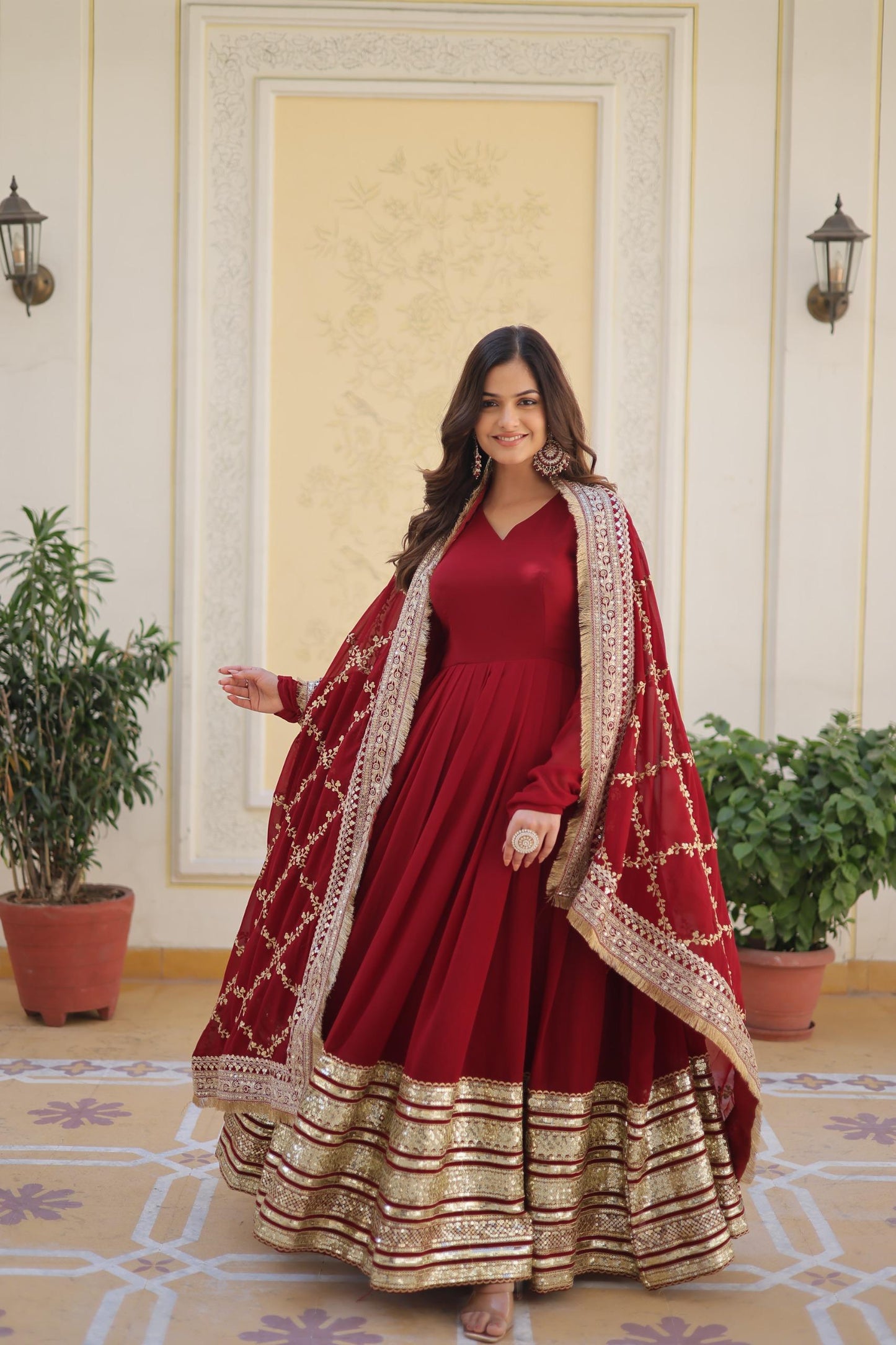 Faux Bloomimg Designer Gown for Women