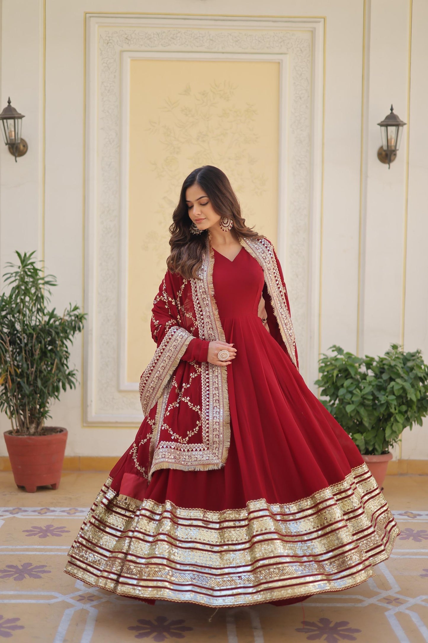 Faux Bloomimg Designer Gown for Women