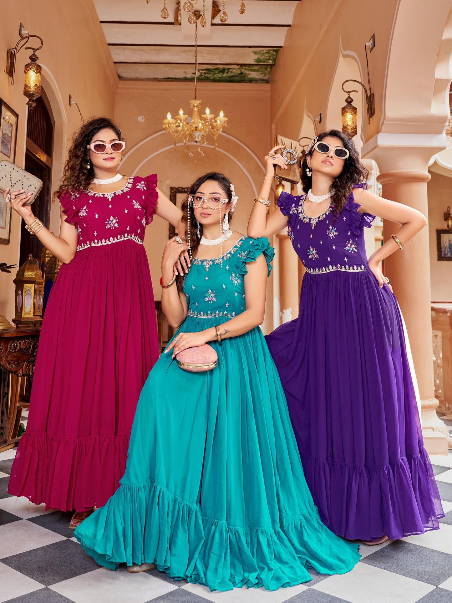 Faux Blooming Designer Gown for Party Wear