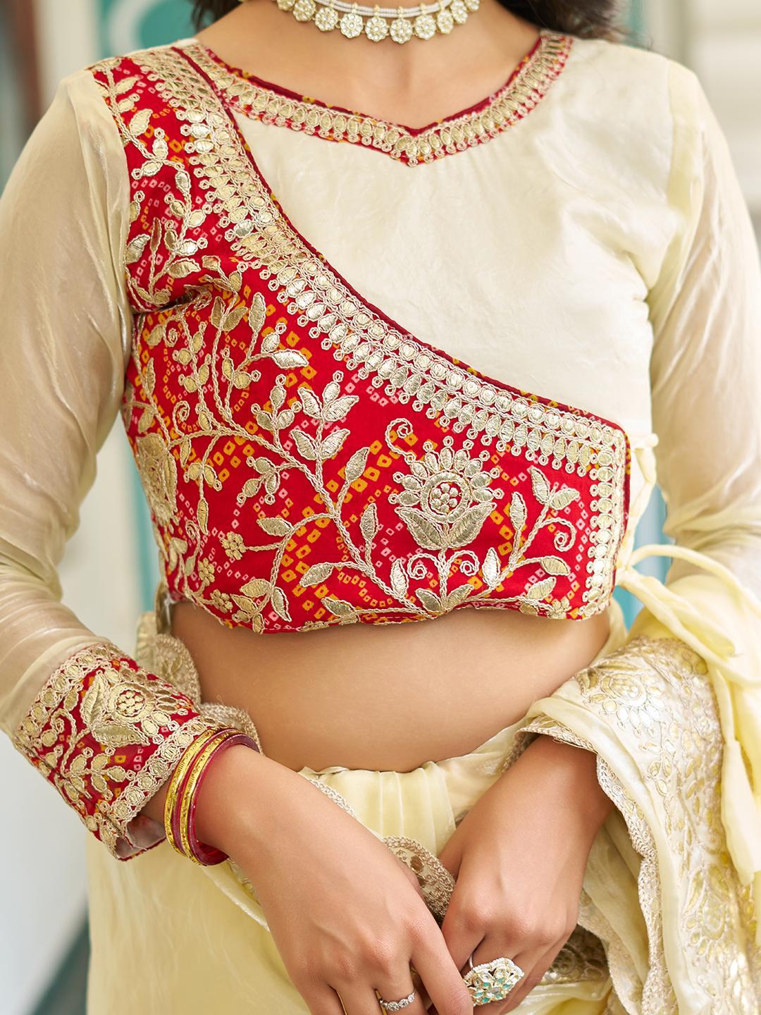 Fendy Saree with Gota Patti and Stitched Designer Blouse