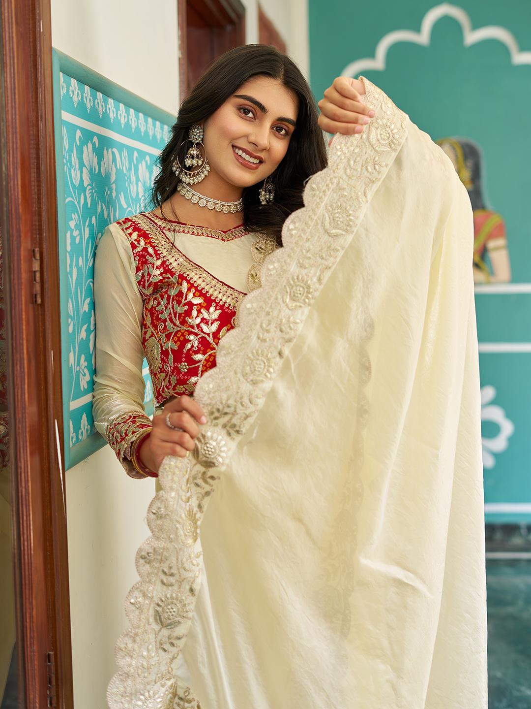 Fendy Saree with Gota Patti and Stitched Designer Blouse