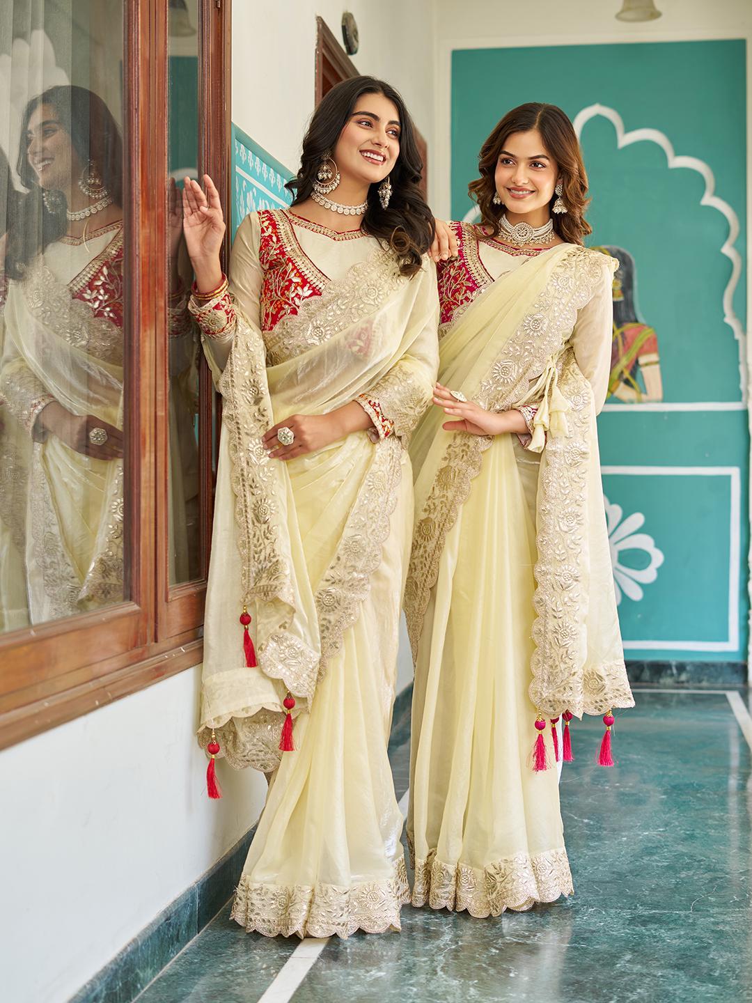 Fendy Saree with Gota Patti and Stitched Designer Blouse