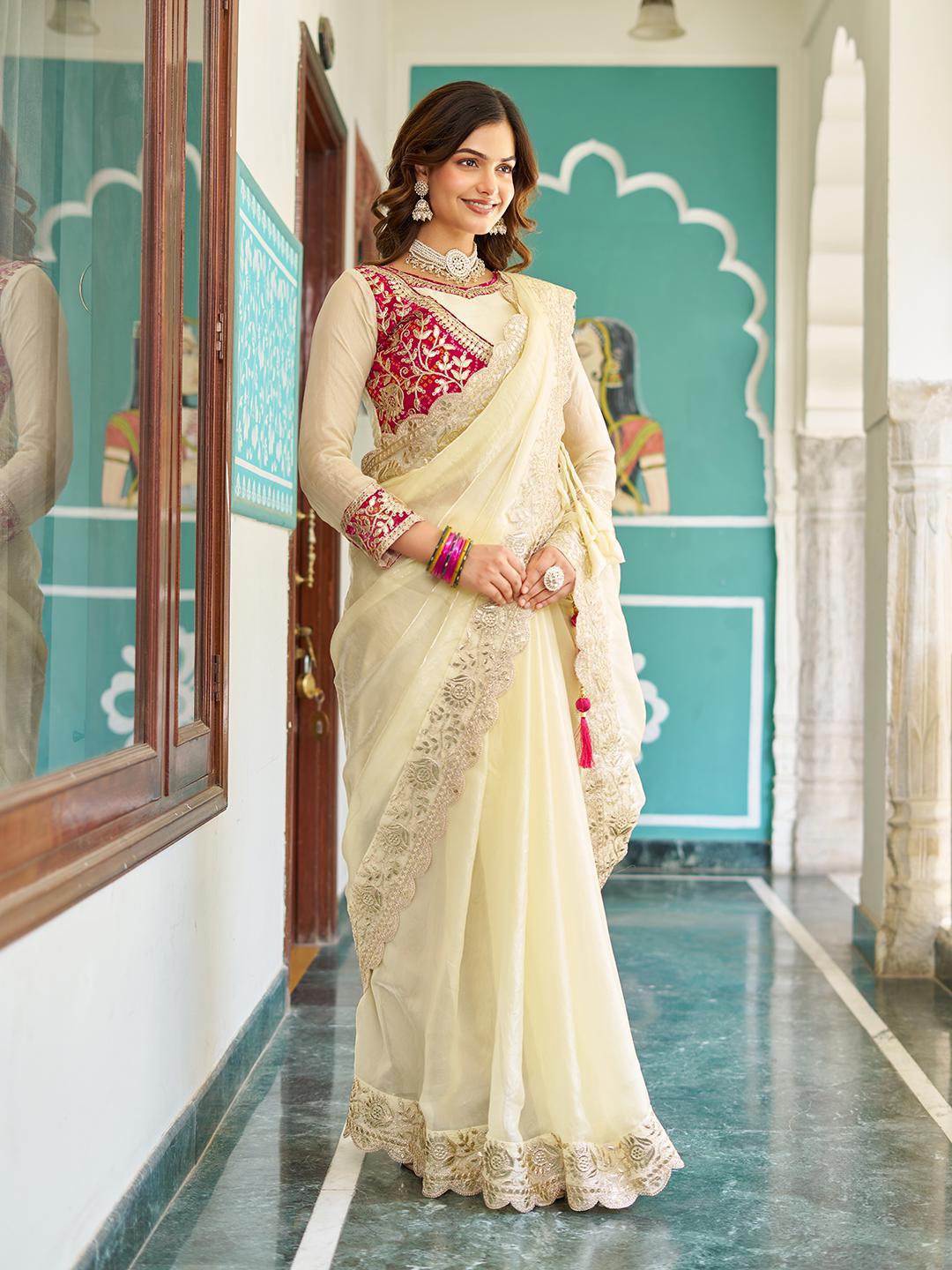 Fendy Saree with Gota Patti and Stitched Designer Blouse