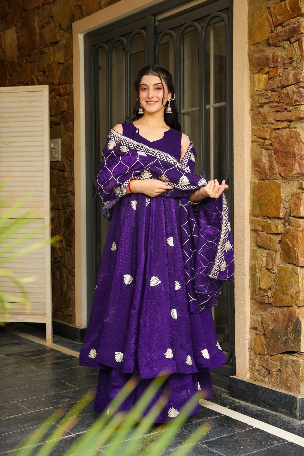 Fendy Silk Ethnic Gown Set with Dupatta for Festive Wear