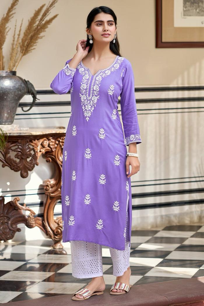 Festive Purple Kurti Palazzo Set Gift for Women