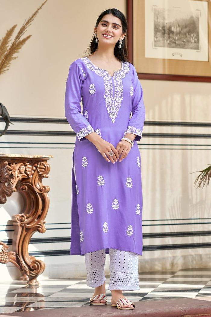 Festive Purple Kurti Palazzo Set Gift for Women