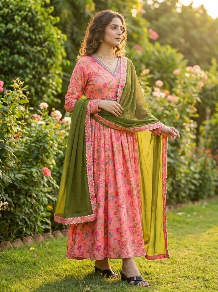Floral Blush Anarkali Set