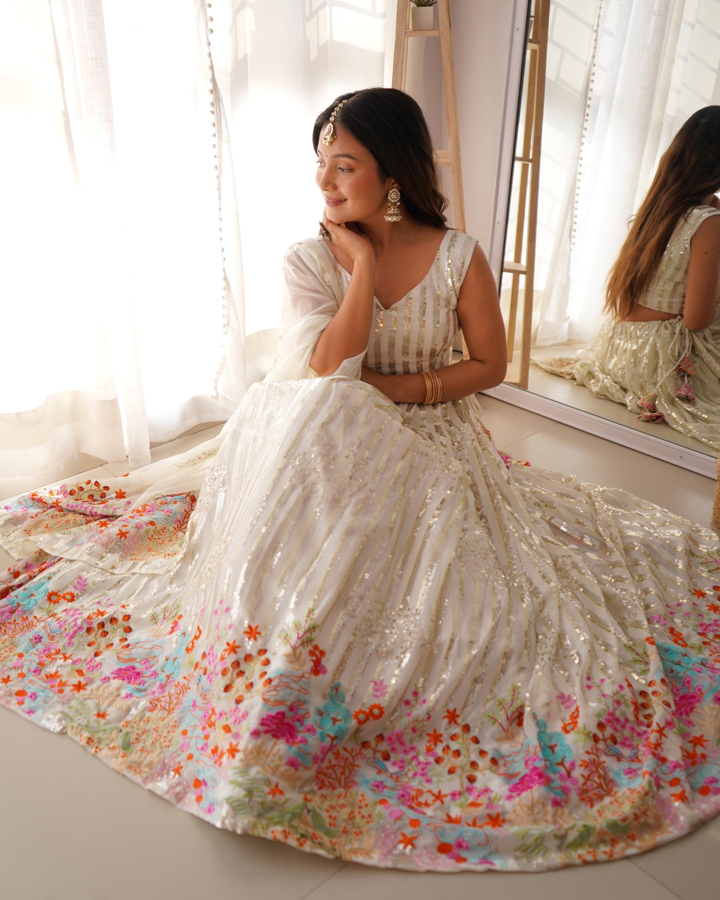 Floral Embroidered Sequin Lehenga Choli for Festive Wea