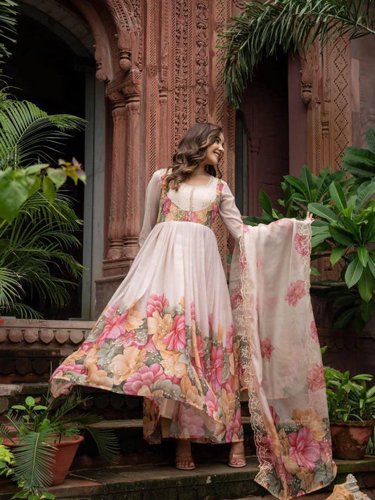Floral Georgette Gown for Women