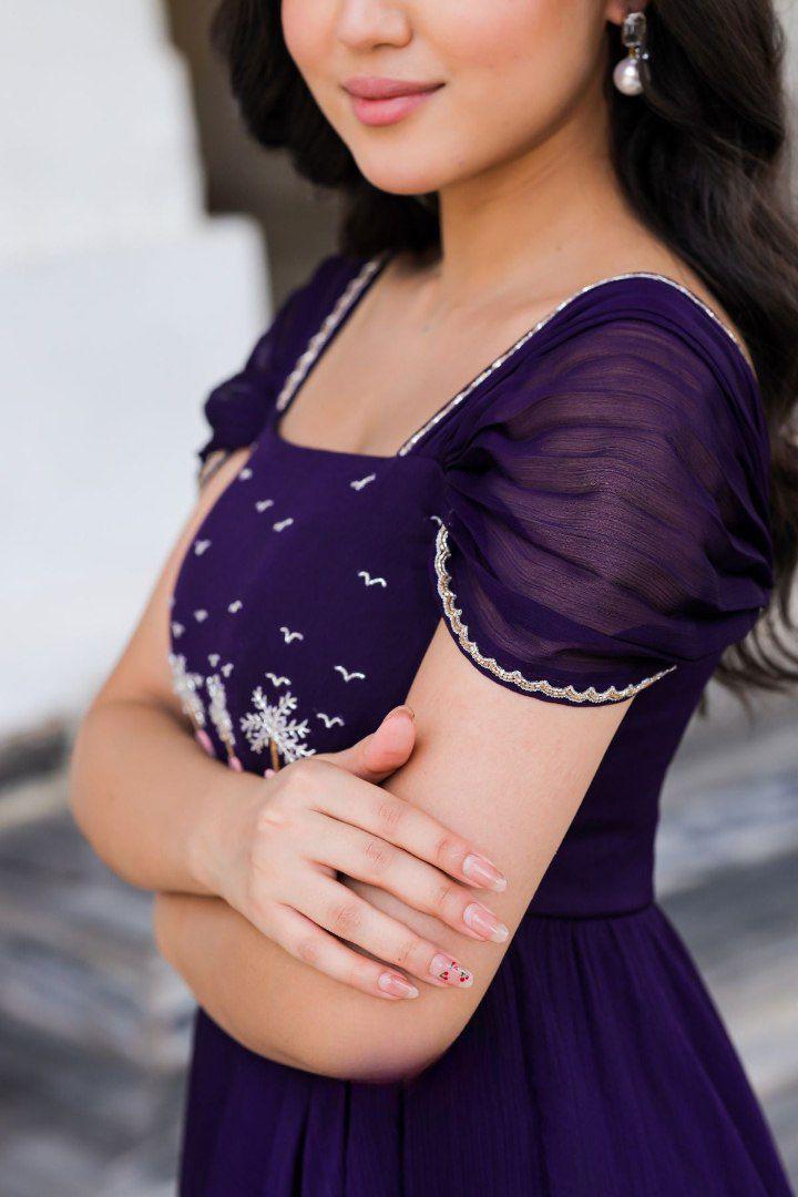 Fox Georgette Handwork Gown with Double Flair for Events