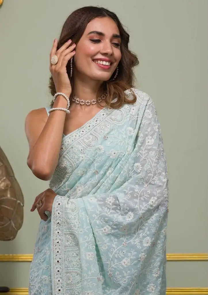 Georgette Embroidered Saree