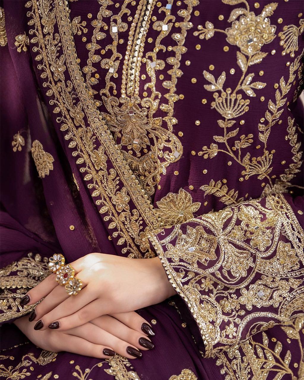 Georgette Kurta Palazzo Dupatta Set with Sequin Work