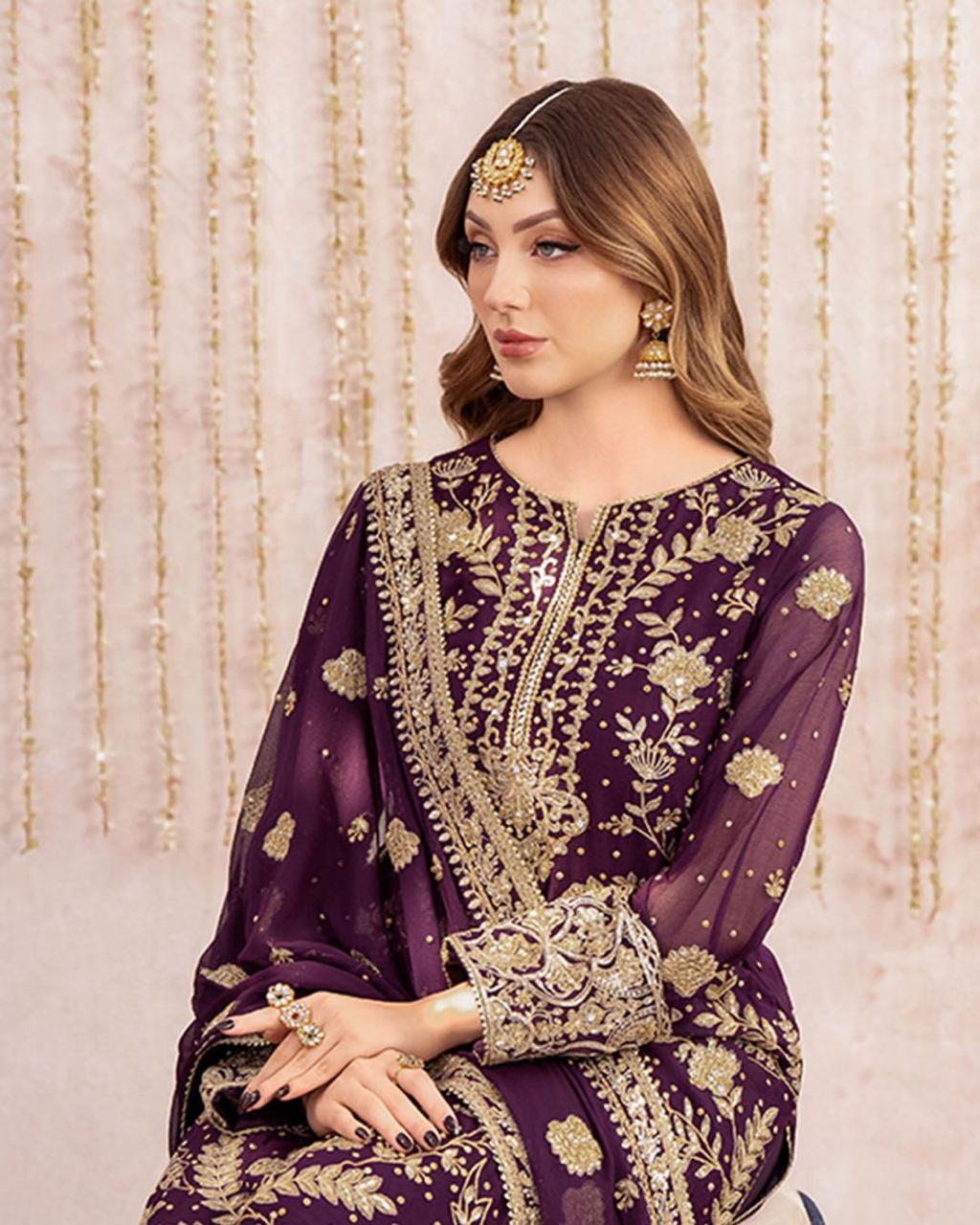 Georgette Kurta Palazzo Dupatta Set with Sequin Work