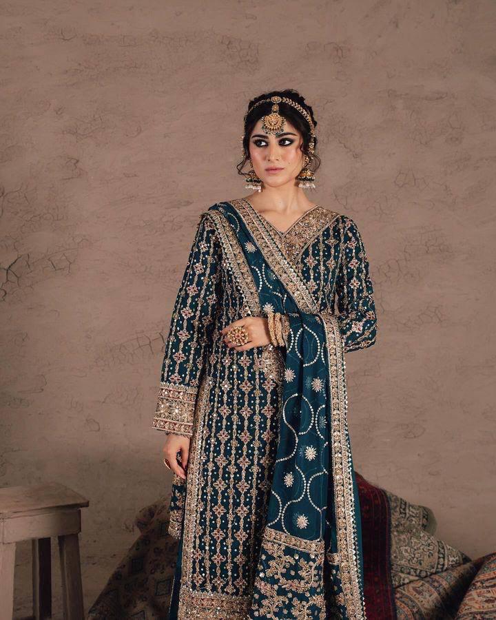 Georgette Kurta Set with Embroidery and Diamond Work