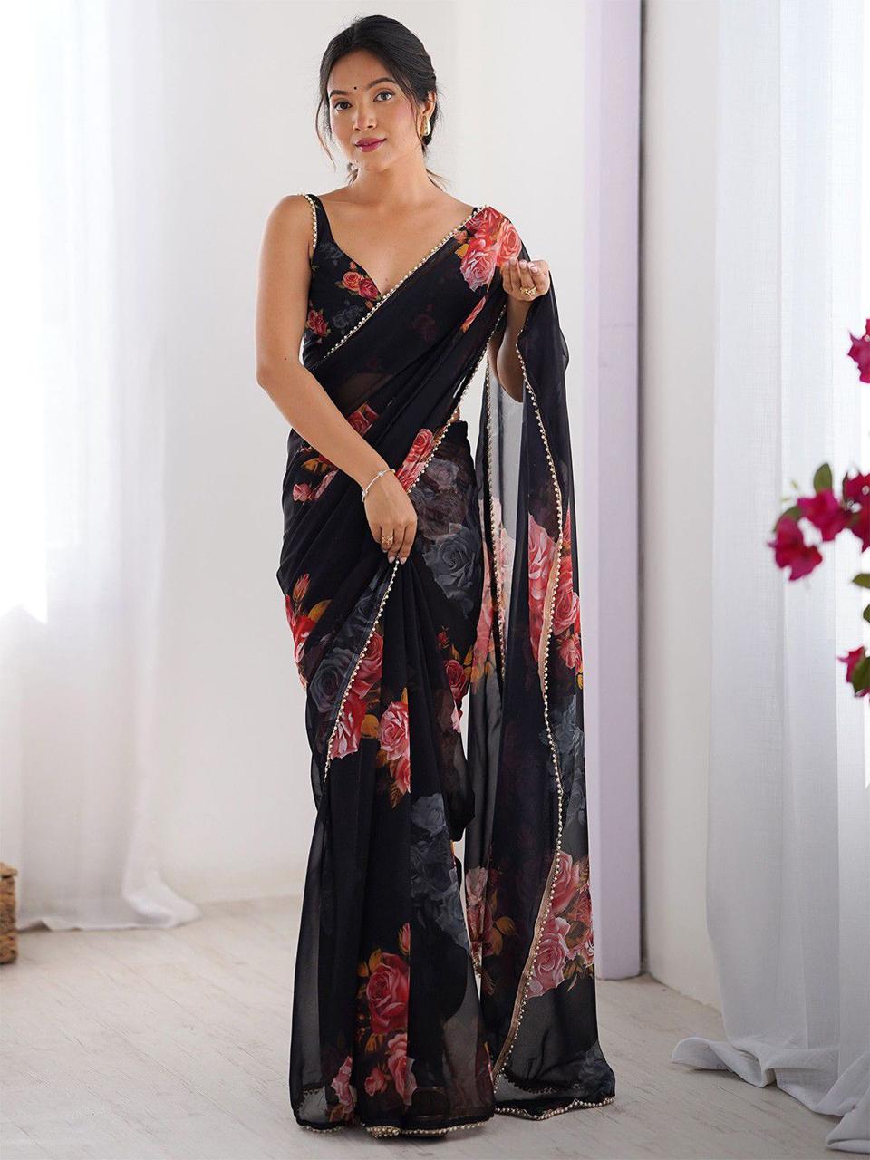 Georgette Printed Saree for Women Daily Wear