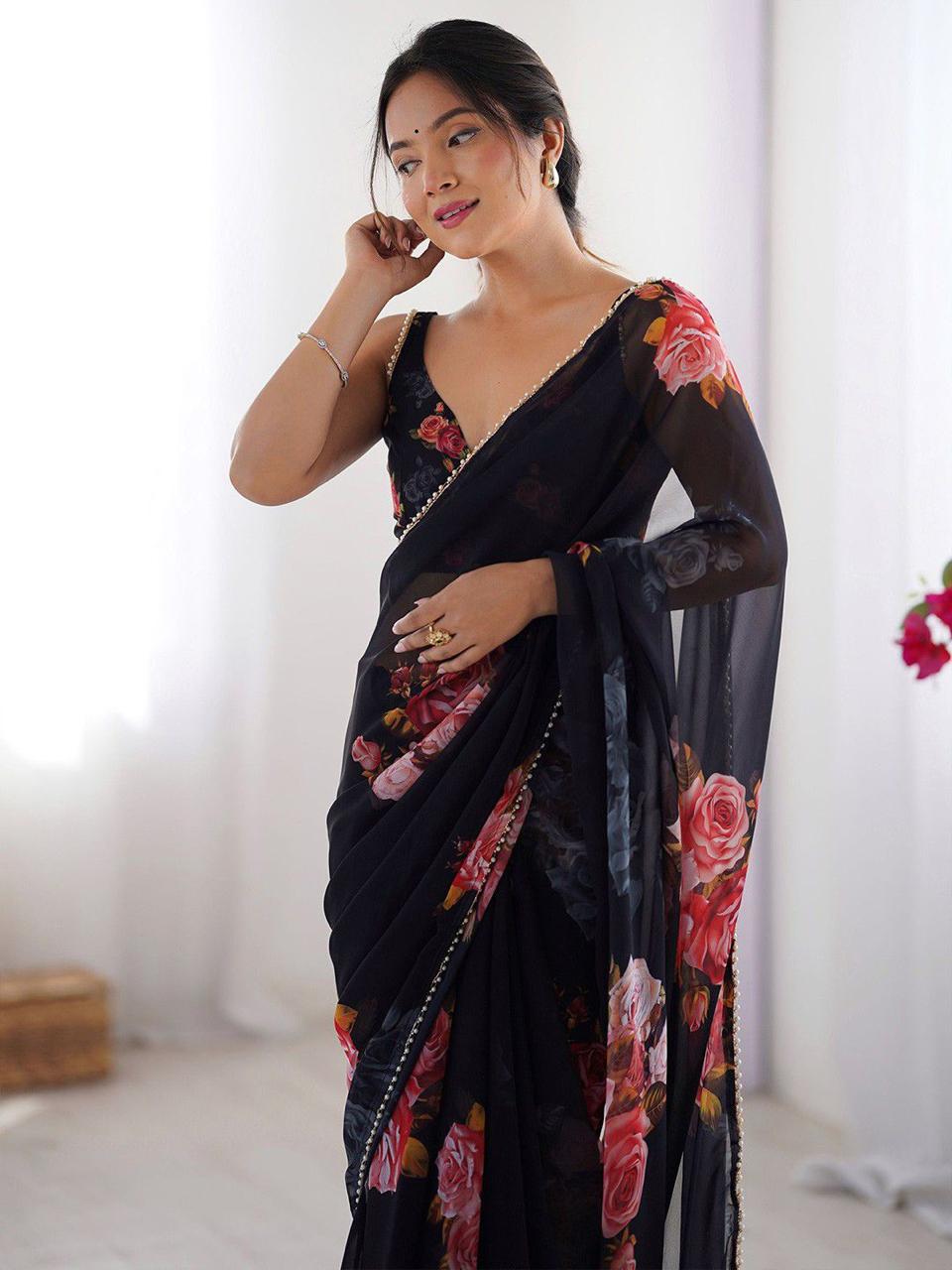 Georgette Printed Saree for Women Daily Wear