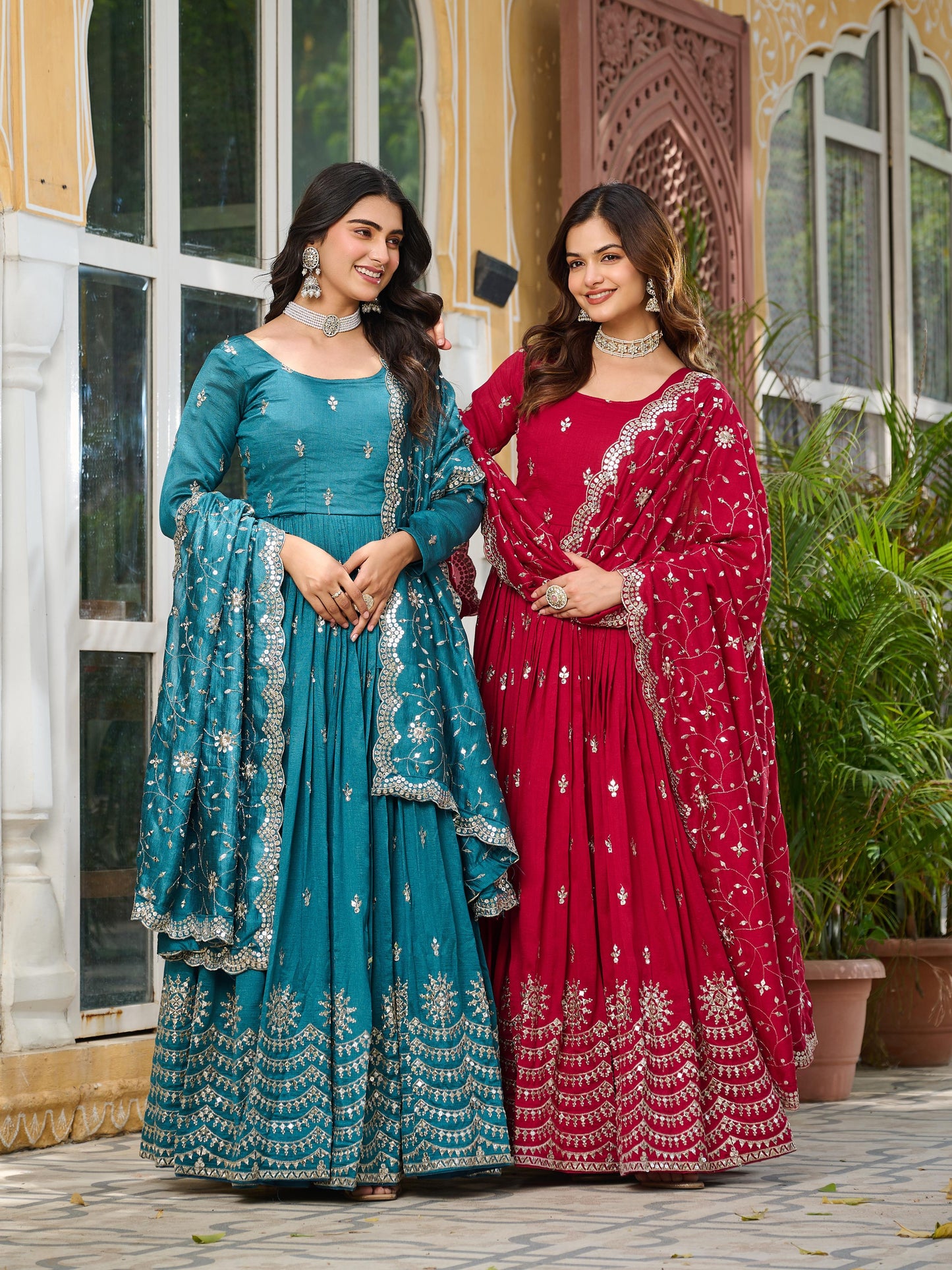 Heavy Embroidered Anarkali Suit Set with Dupatta