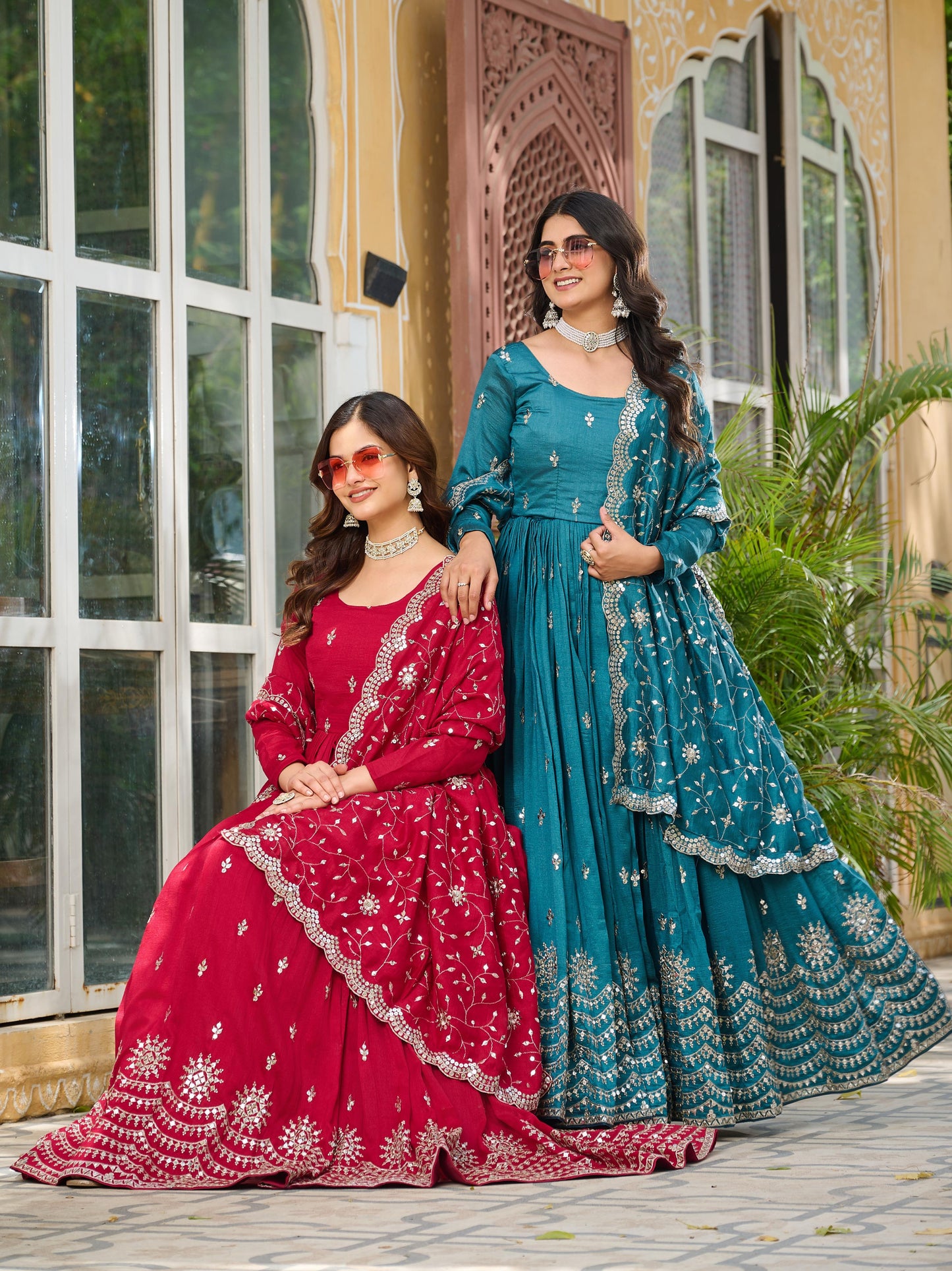 Heavy Embroidered Anarkali Suit Set with Dupatta