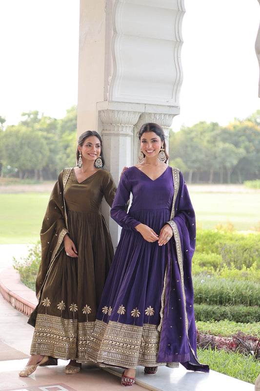 Heritage Gold Border Anarkali