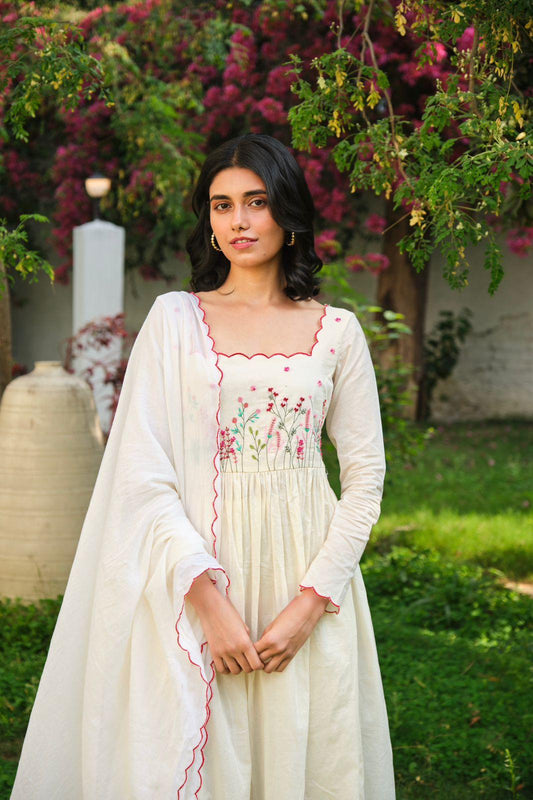 Khadi Cotton Kurta Pant Set with Dupatta for Women