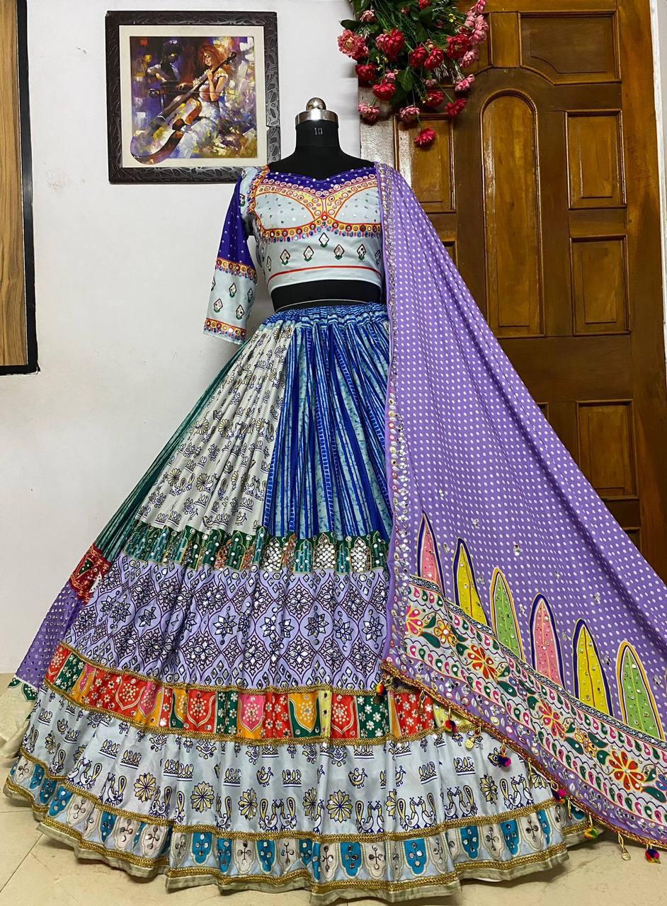 Multi-Panel Traditional Lehenga with Mirror Work Dupatta