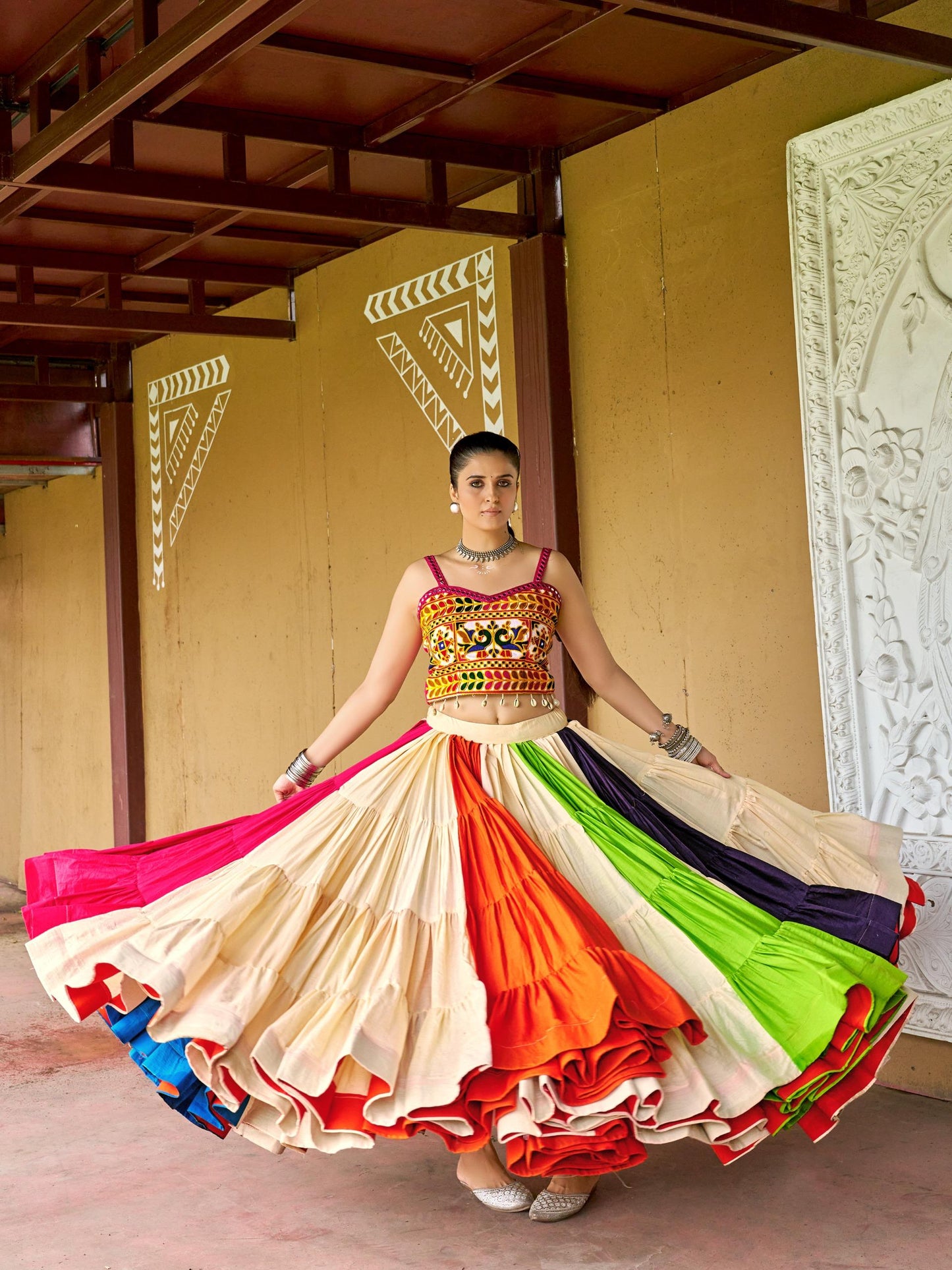 Multicolor Lehenga Choli Set Traditional Indian Dress