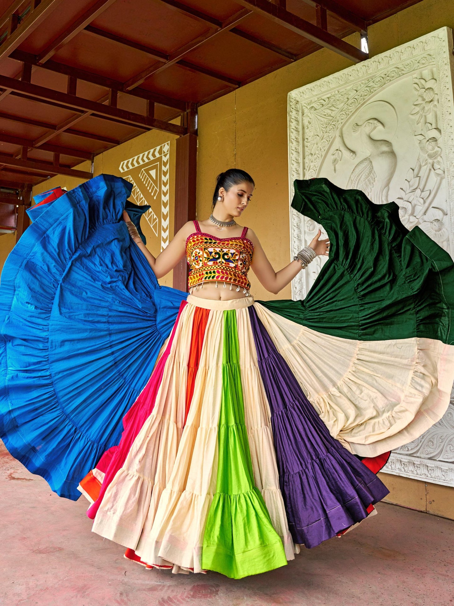 Multicolor Lehenga Choli Set Traditional Indian Dress