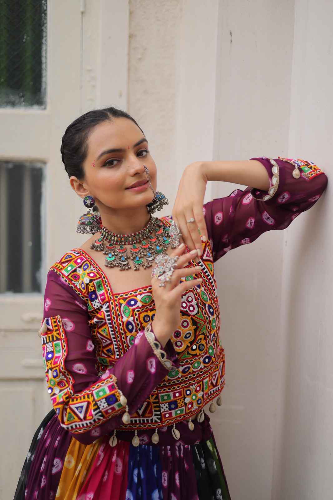 Navratri Georgette Lehenga Choli with Gamthi Work