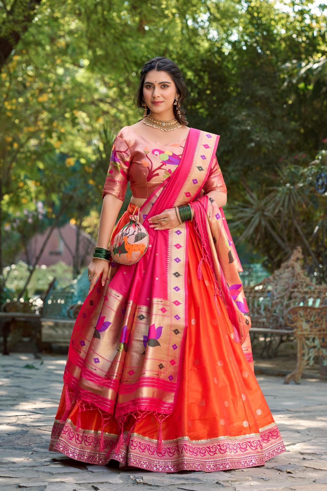 Paithani Silk Lehenga Set with Dupatta for Women