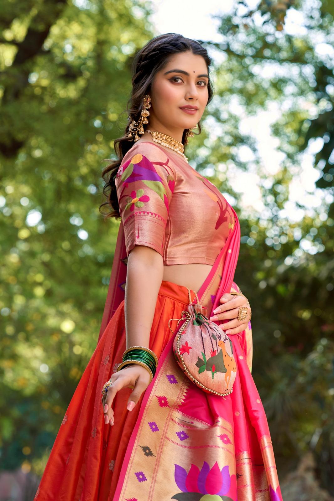 Paithani Silk Lehenga Set with Dupatta for Women