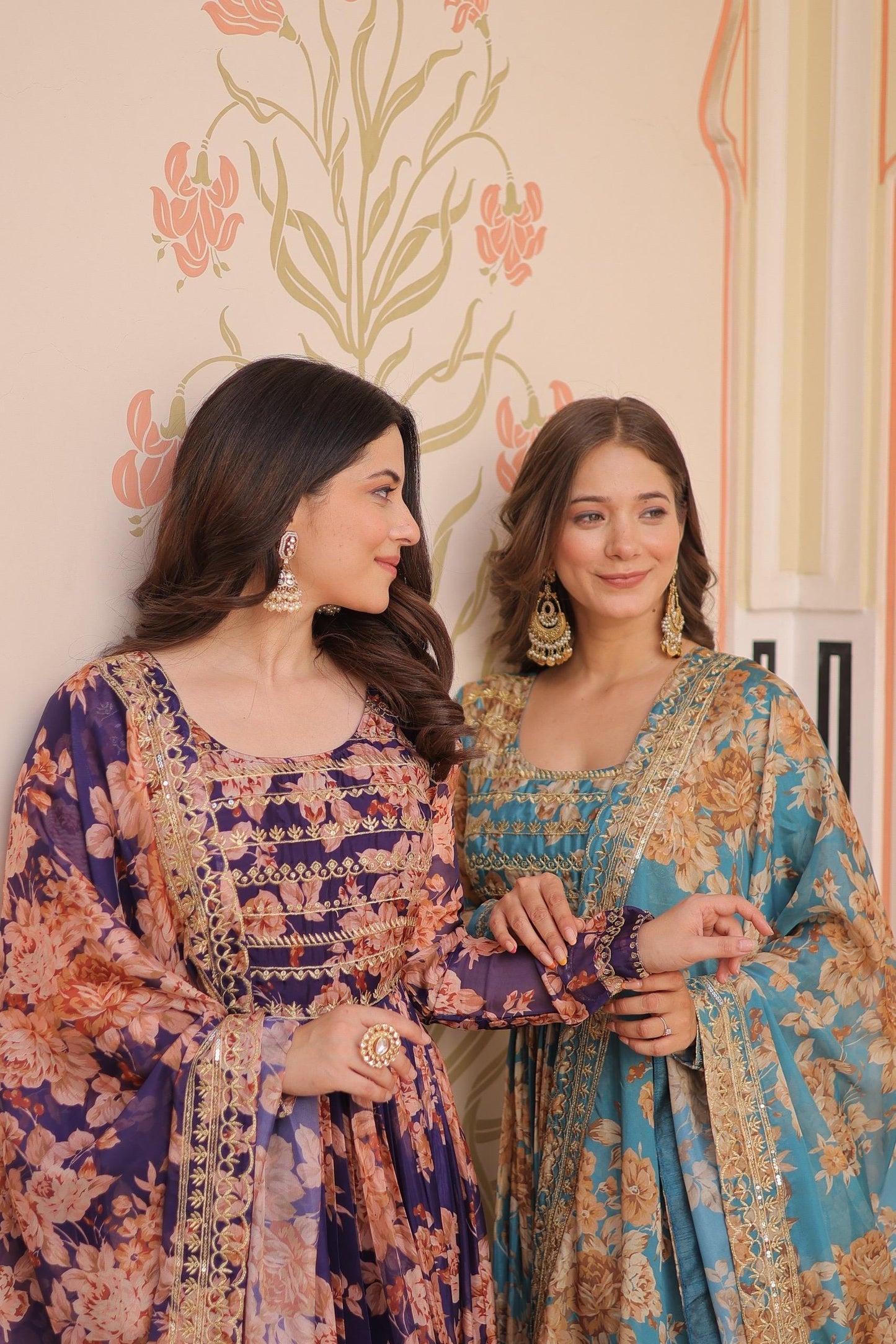 Party Wear Floral Anarkali Dresses with Dupatta Set