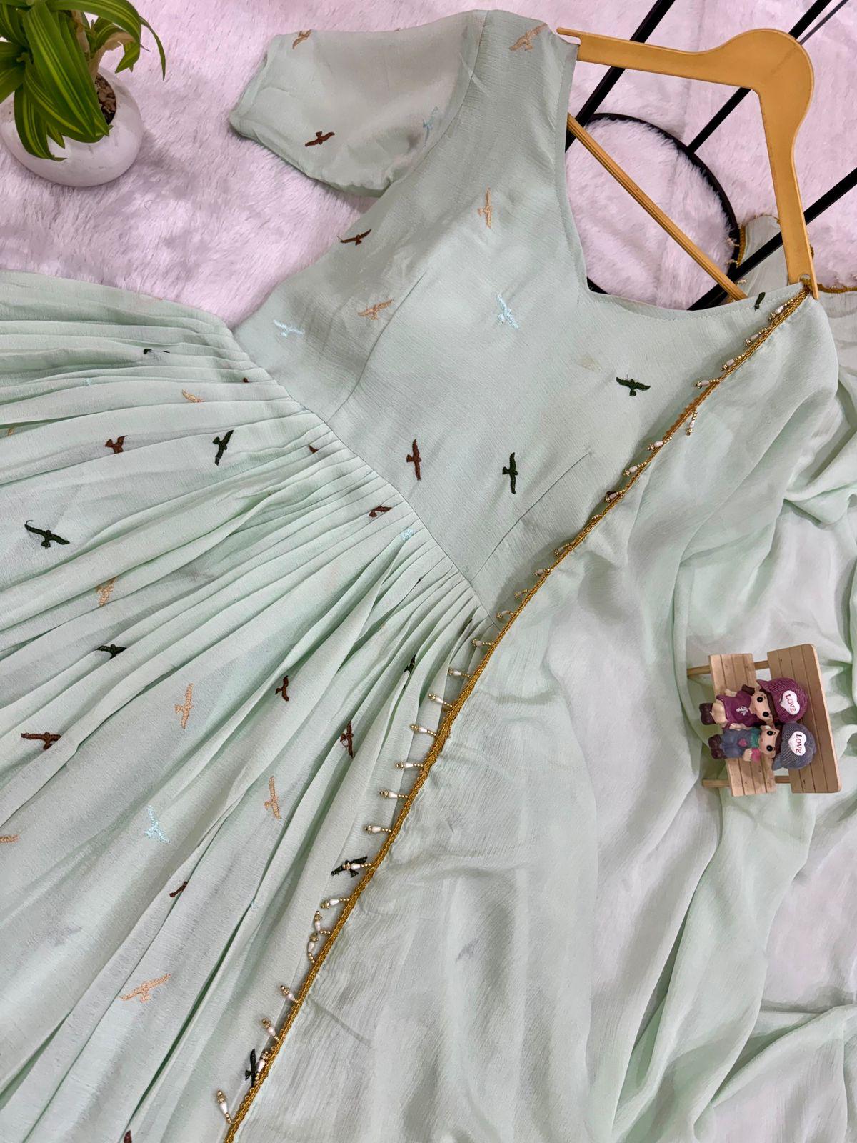Pastel Partywear Anarkali Gown
