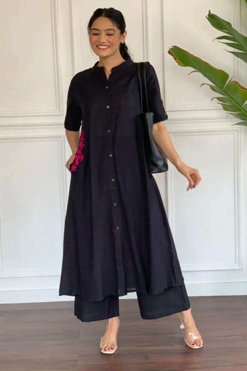 Pocket Embroidery long kurti & Pant Set FOR Women