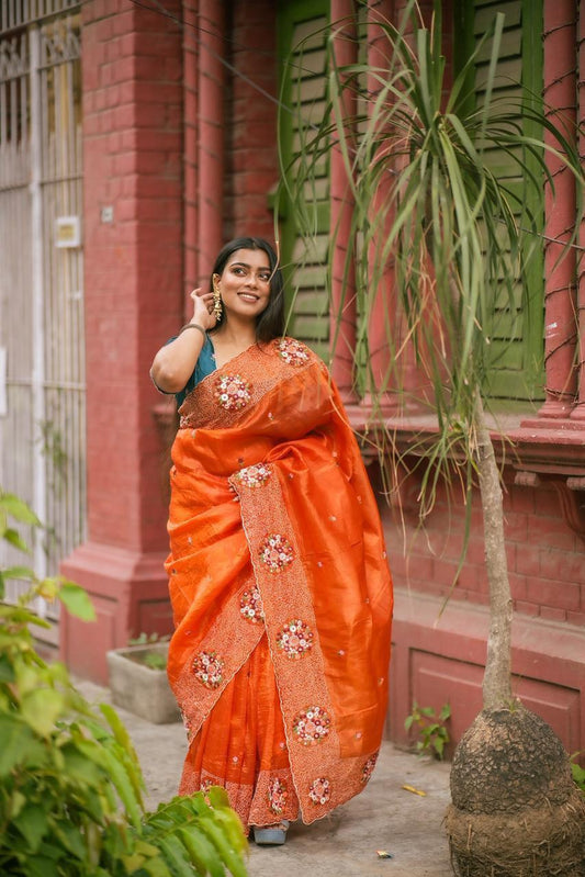 Premium Paper Crush Silk Saree for Women