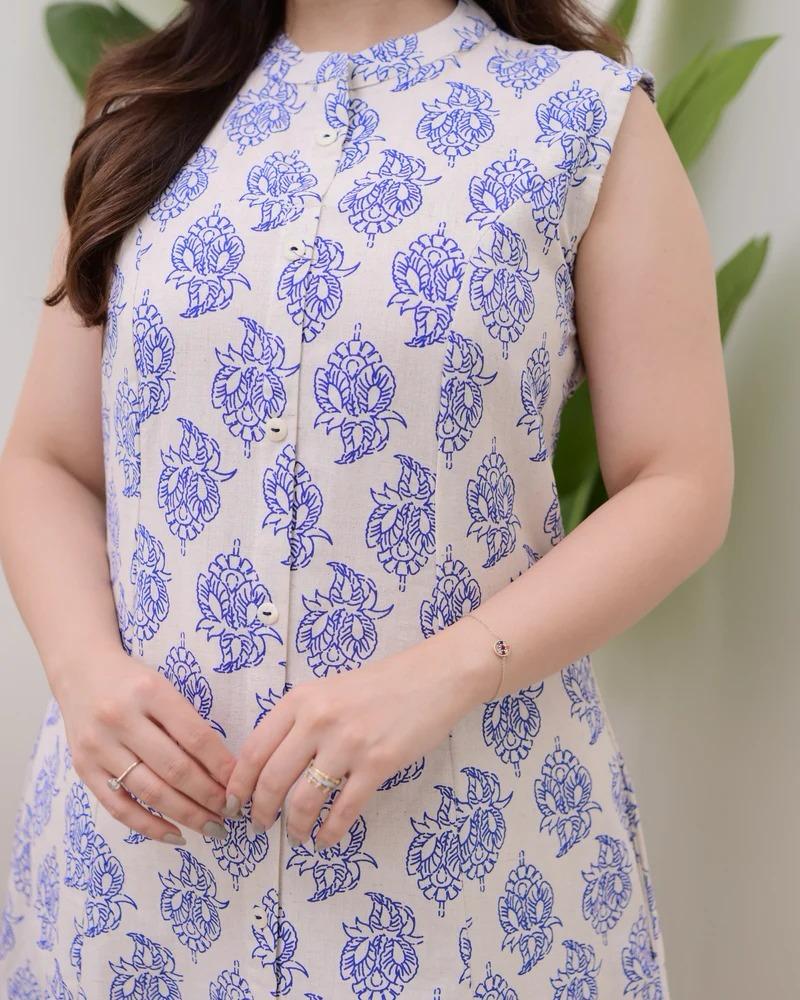 Printed Sleeveless Kurti with Embroidery for All Occasions